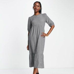 Nobody's Child Rachel plaid midi dress in black